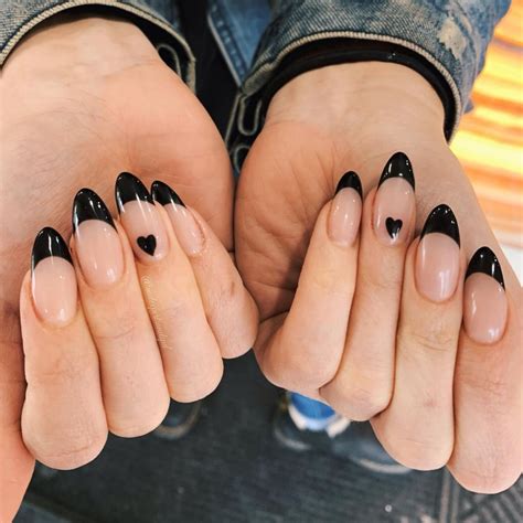 black and white french tip coffin nails